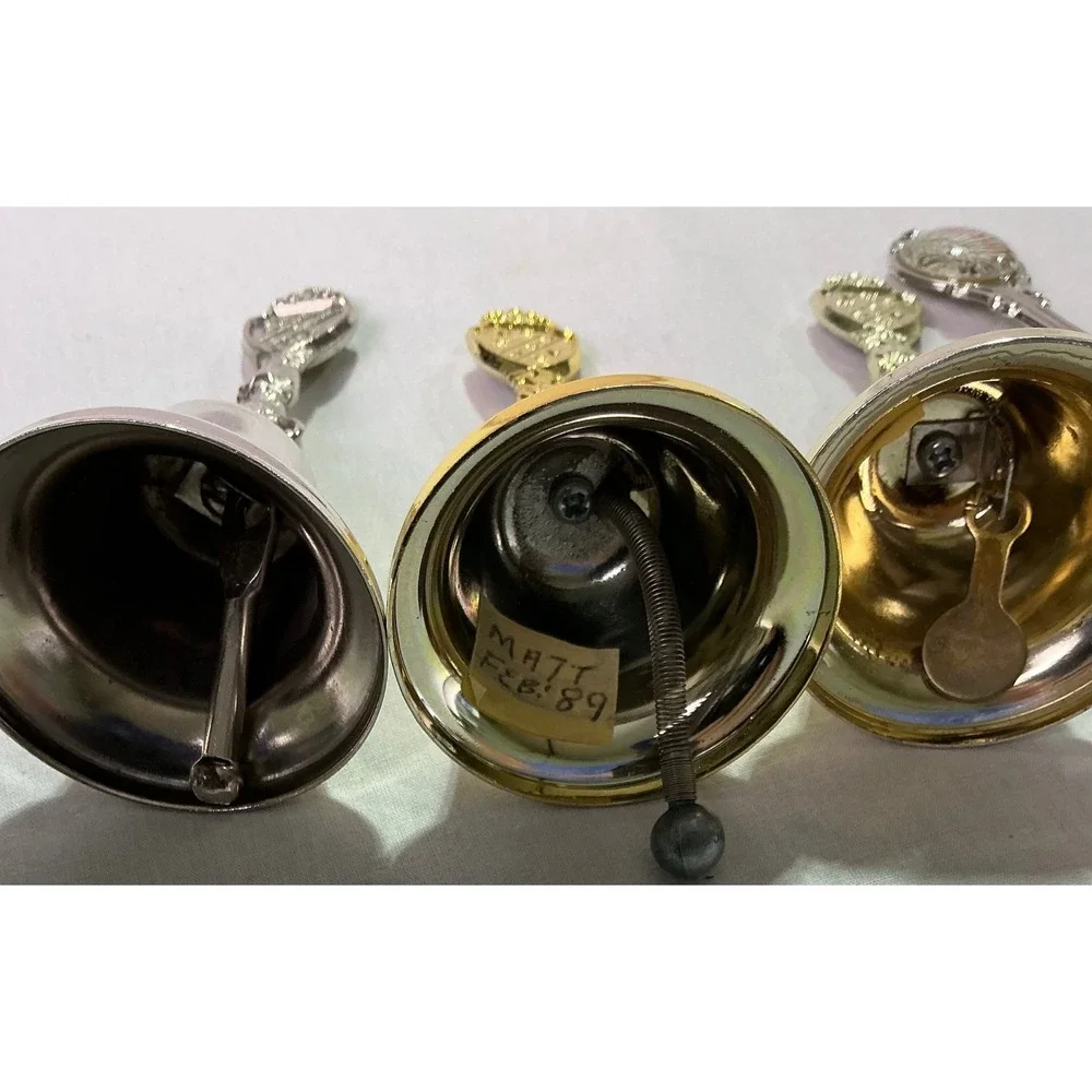 4 Vintage Souvenir Hand Bells Vicksburg Shiloh‎ Park Will Rogers Native American